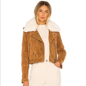 Blank NYC “Alder” Suede Moto with Faux Fur Collar